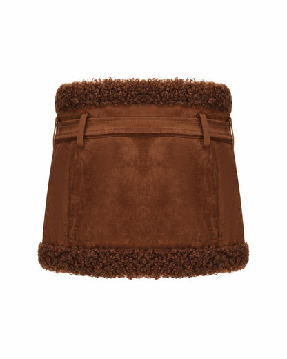 Nana Jacqueline Margo Suede Skirt: Brown Mini Skirt for Fall Brunch Brown