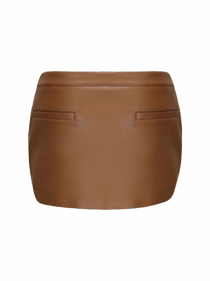 Nana Jacqueline Miranda Leather Mini Skirt: Brown Mini Skirt for Girls' Night Out Brown