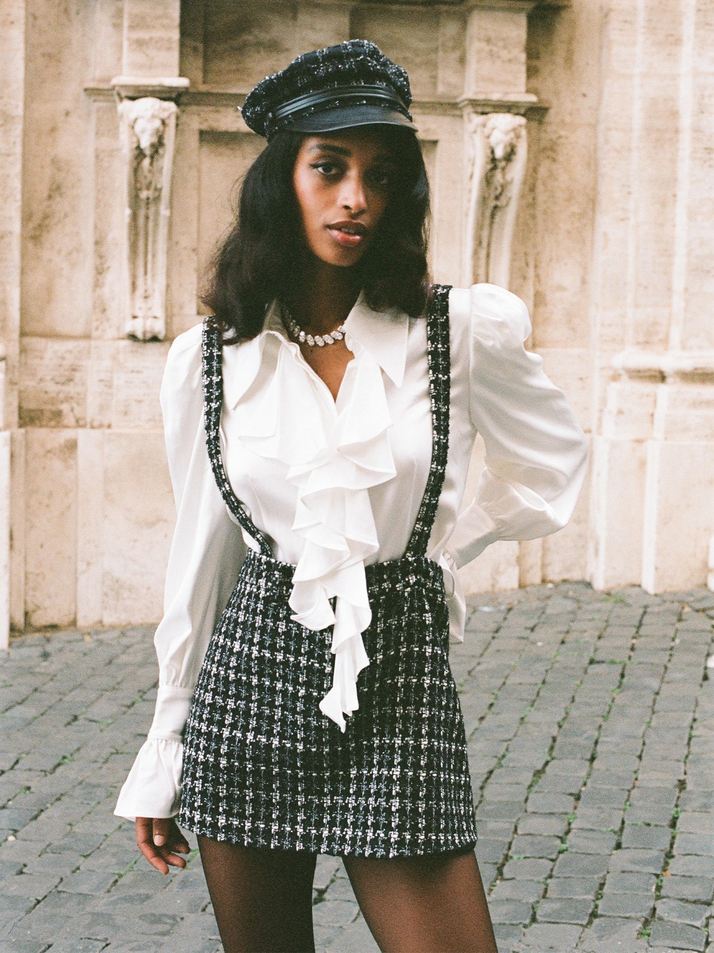 Nana Jacqueline Talia Tweed Skirt: Black Mini Skirt for Date Night Black