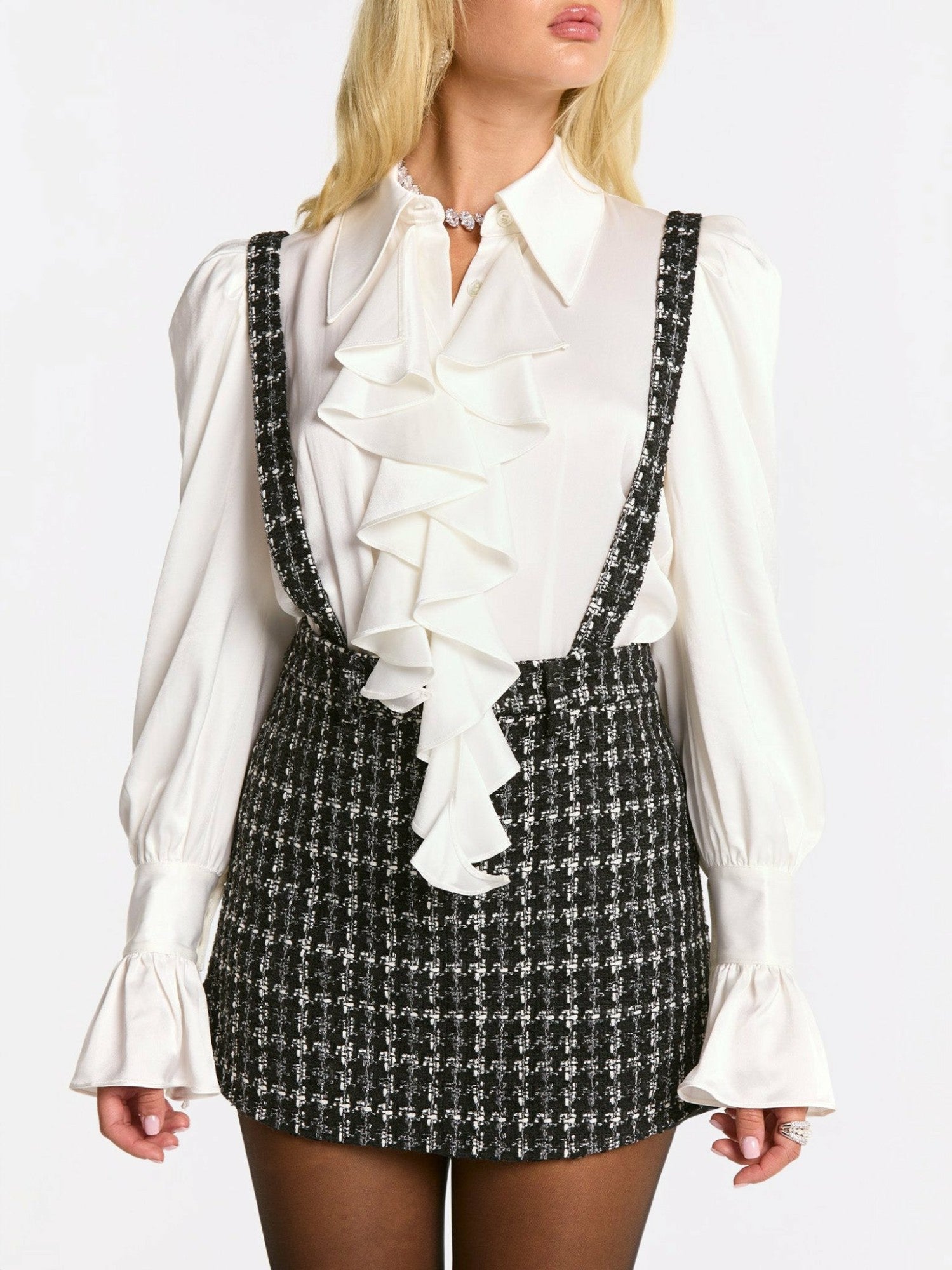 Nana Jacqueline Talia Tweed Skirt: Black Mini Skirt for Date Night Black