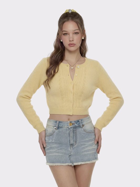Nana Jacqueline Light Blue Low-Rise Stretch Denim Mini Skirt Light Blue