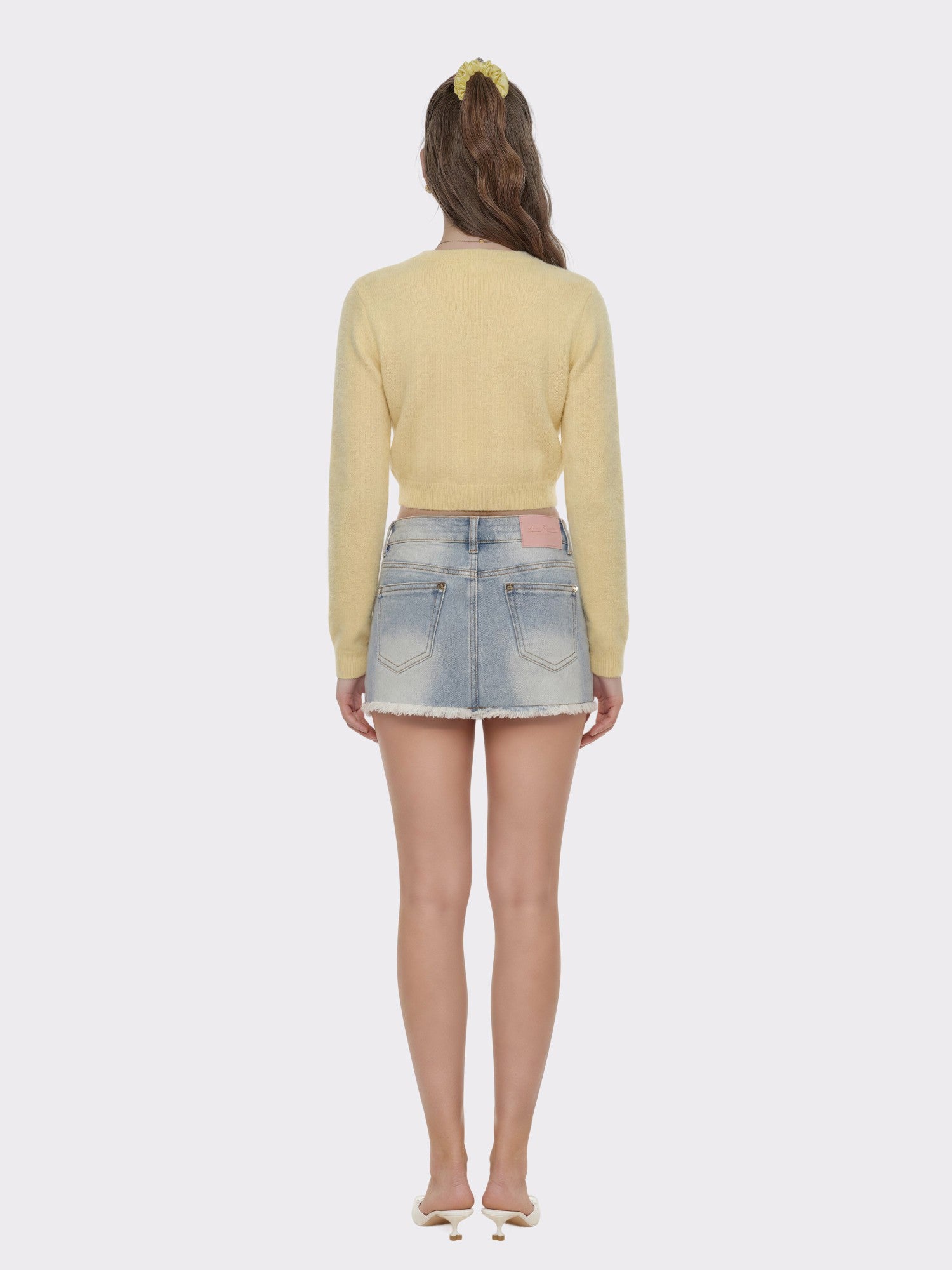 Nana Jacqueline Light Blue Low-Rise Stretch Denim Mini Skirt Light Blue