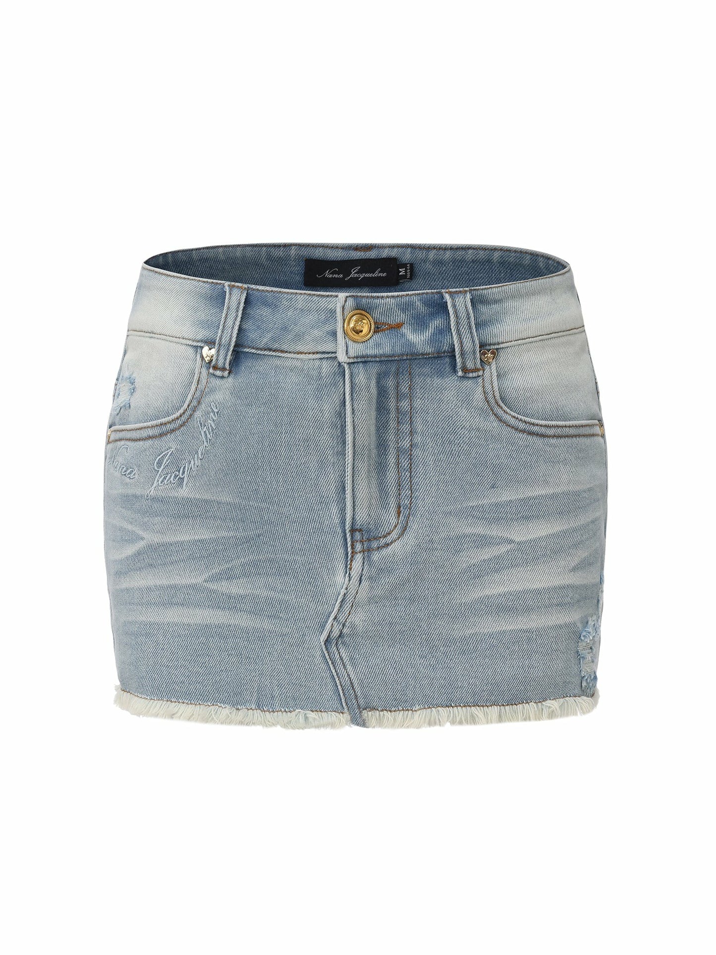 Nana Jacqueline Light Blue Low-Rise Stretch Denim Mini Skirt Light Blue