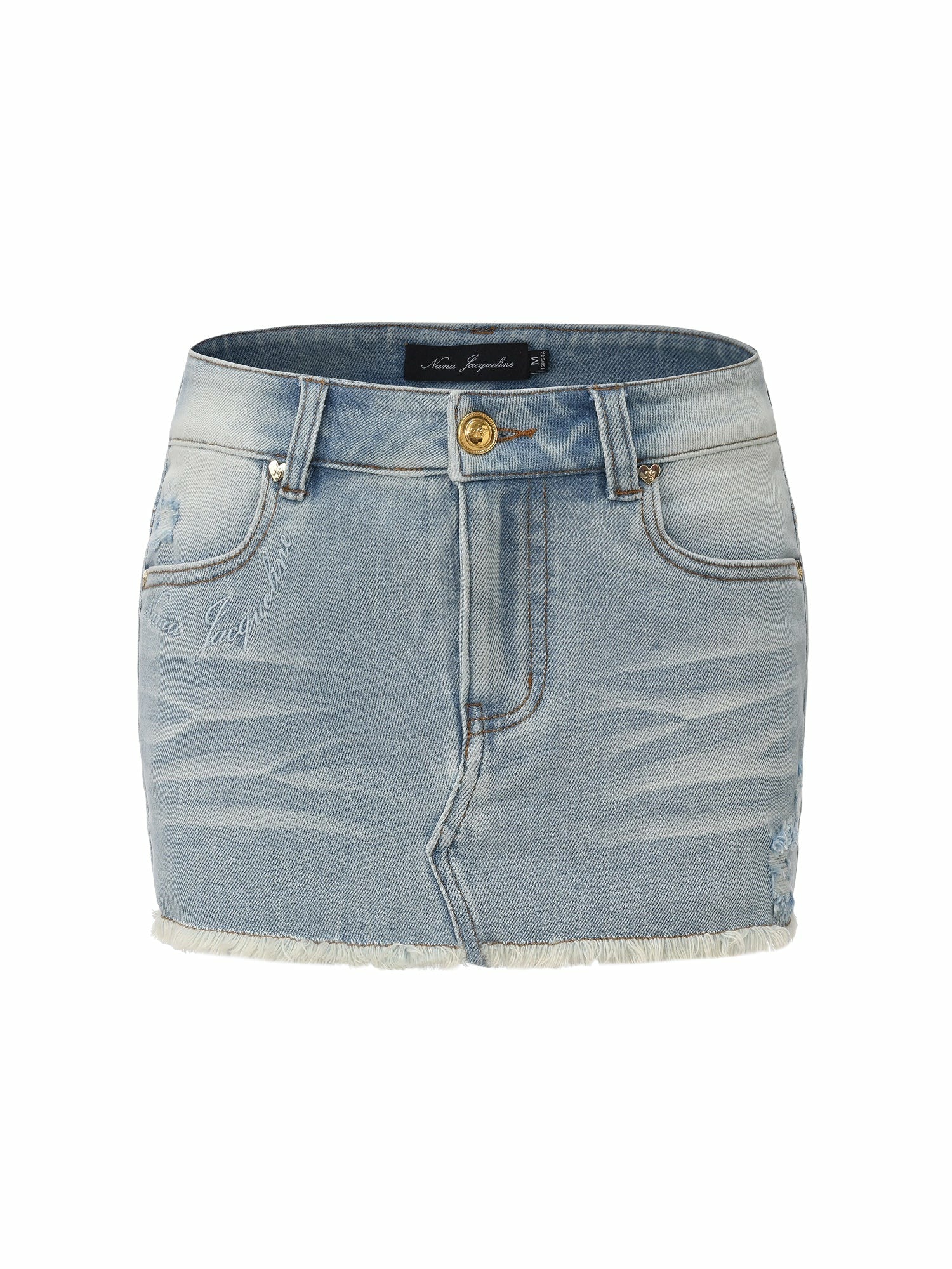 Nana Jacqueline Light Blue Low-Rise Stretch Denim Mini Skirt Light Blue