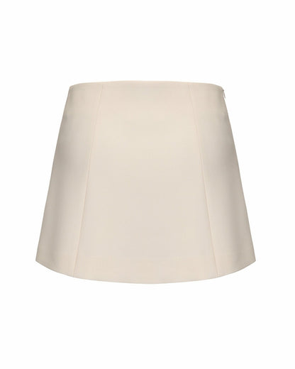 Nana Jacqueline Selena Skirt: Beige Mini Skirt for Brunch White