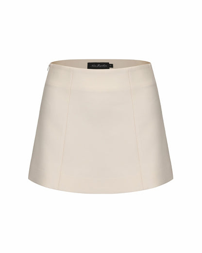 Nana Jacqueline Selena Skirt: Beige Mini Skirt for Brunch White