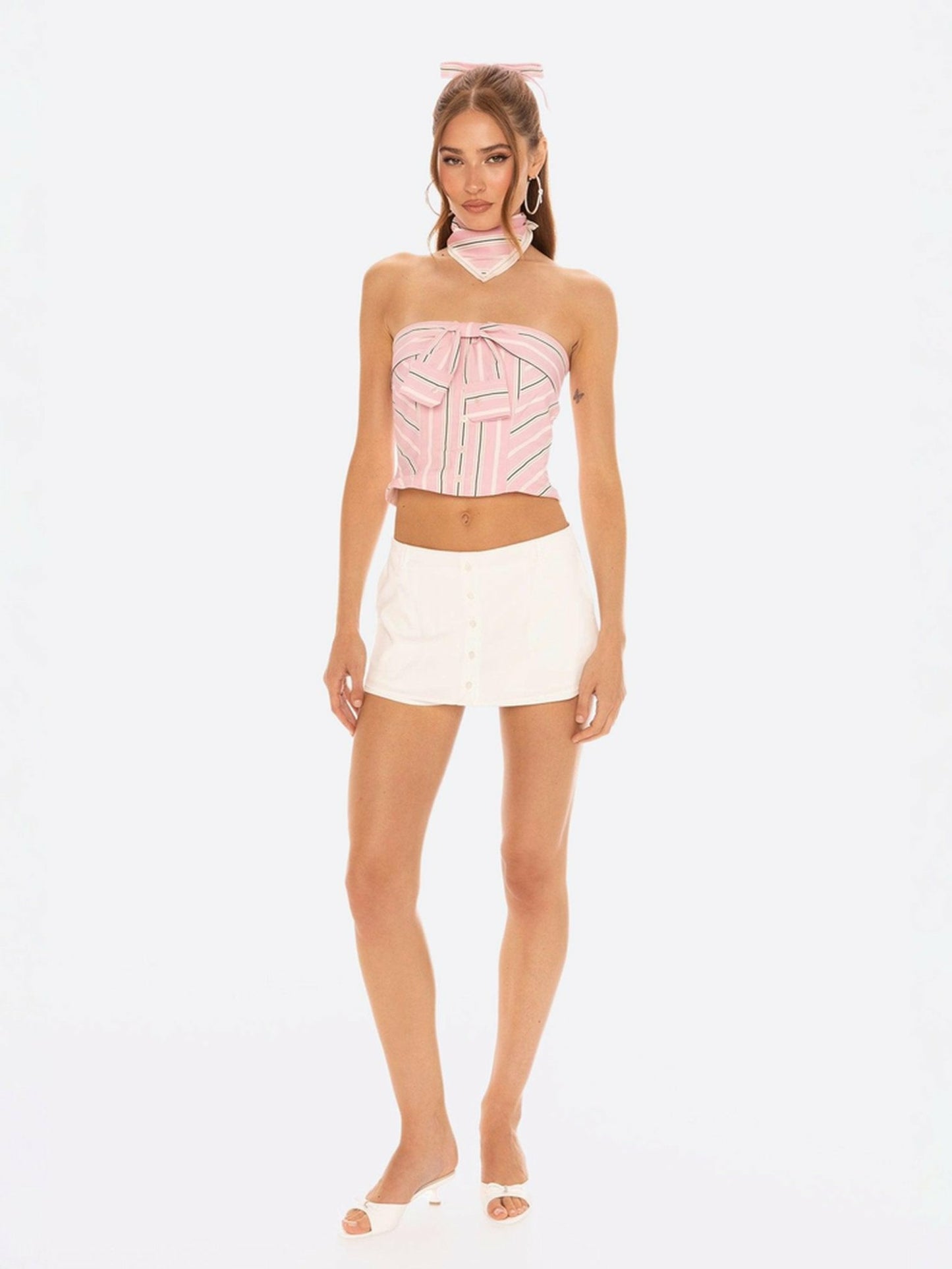 Nana Jacqueline Bridget Skirt: White Mini Skirt for Country Club Brunch White