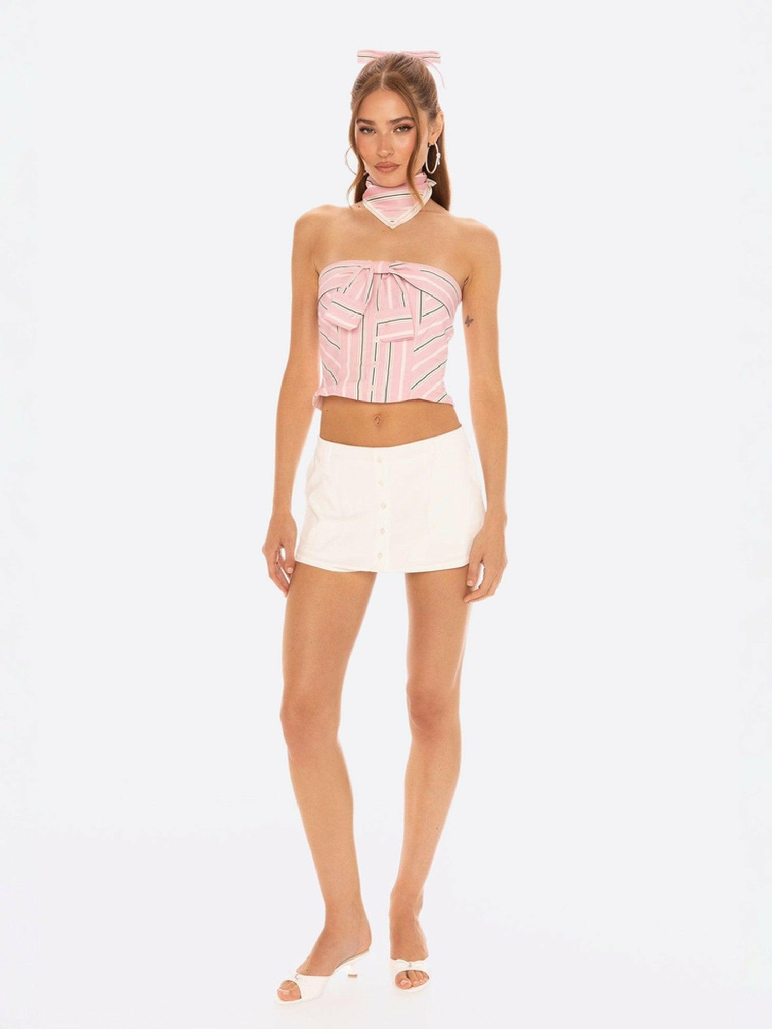 Nana Jacqueline Bridget Skirt: White Mini Skirt for Country Club Brunch White