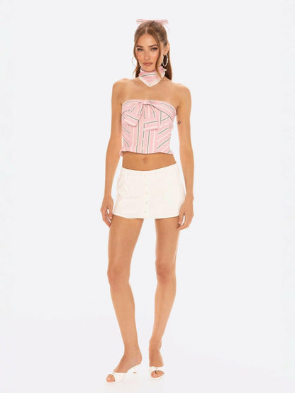 Nana Jacqueline Bridget Skirt: White Mini Skirt for Country Club Brunch White