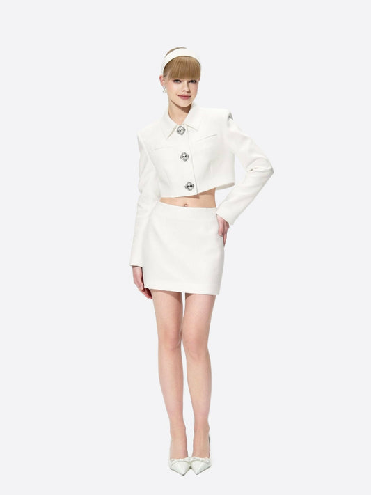 Nana Jacqueline Vanessa Skirt: White Mini Skirt for Bridal Shower White