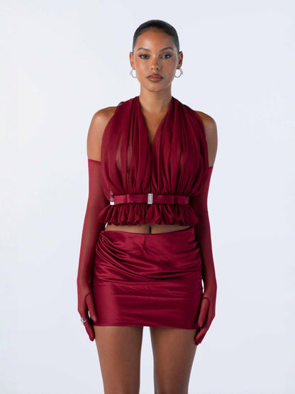 Nana Jacqueline Giselle Skirt: Red Skirt for Date Night Red