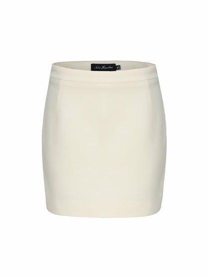 Nana Jacqueline Lisette Skirt: Ivory Mini Skirt for Brunch Ivory