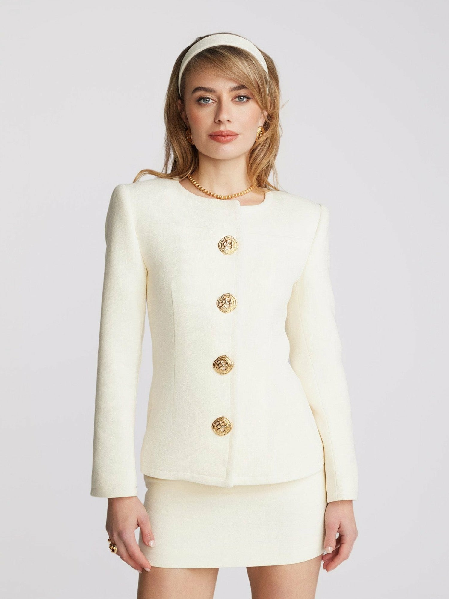 Nana Jacqueline Lisette Skirt: Ivory Mini Skirt for Brunch Ivory
