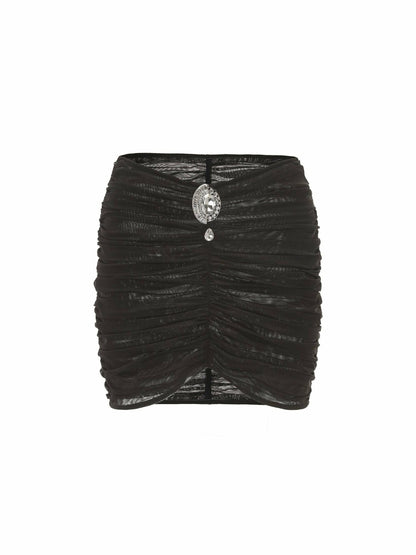 Nana Jacqueline Gabrielle Mesh Skirt: Black Skirt for Girls' Night Out Black
