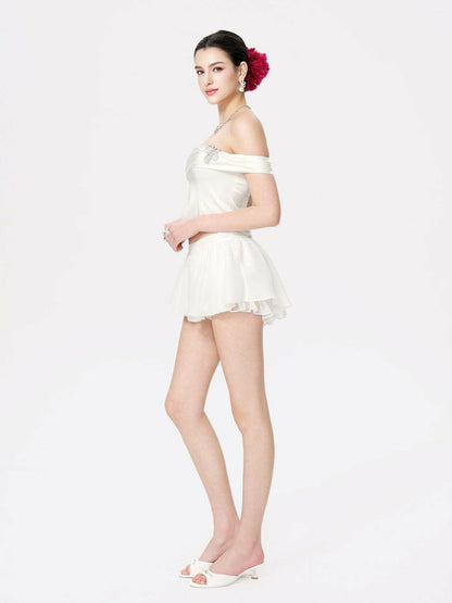 Nana Jacqueline Rosaline Skirt: White Mini Skirt for Bachelorette Party White