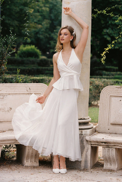 Nana Jacqueline Valencia Skirt: White Maxi Skirt for Bridal Shower White