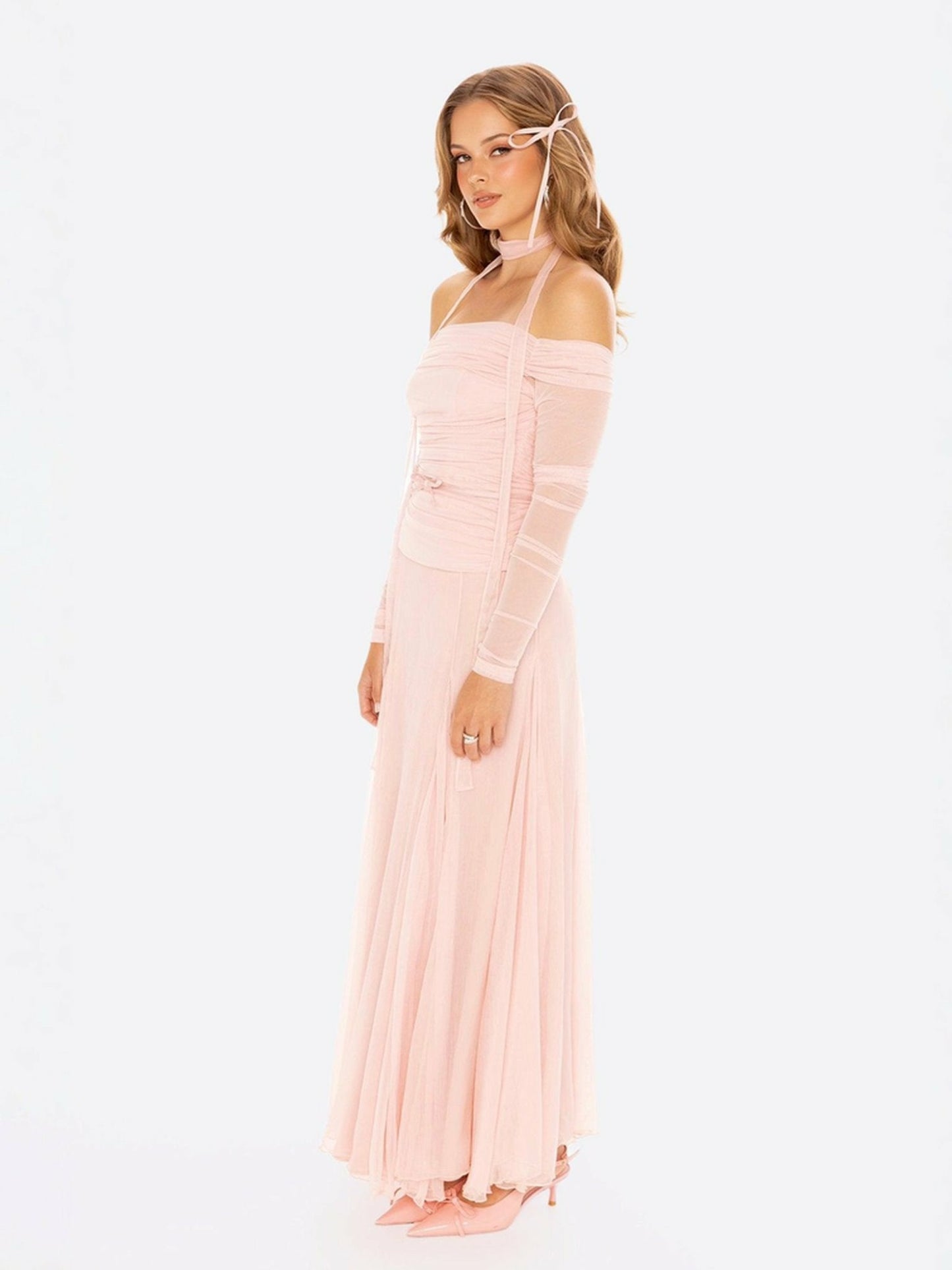 Nana Jacqueline Valencia Skirt: Pink Maxi Skirt for Garden Party Pink