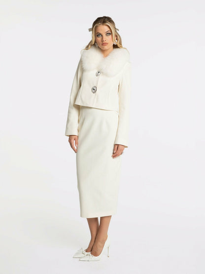 Nana Jacqueline Claira Skirt: Off-White Midi Skirt for Bridal Shower Off-white