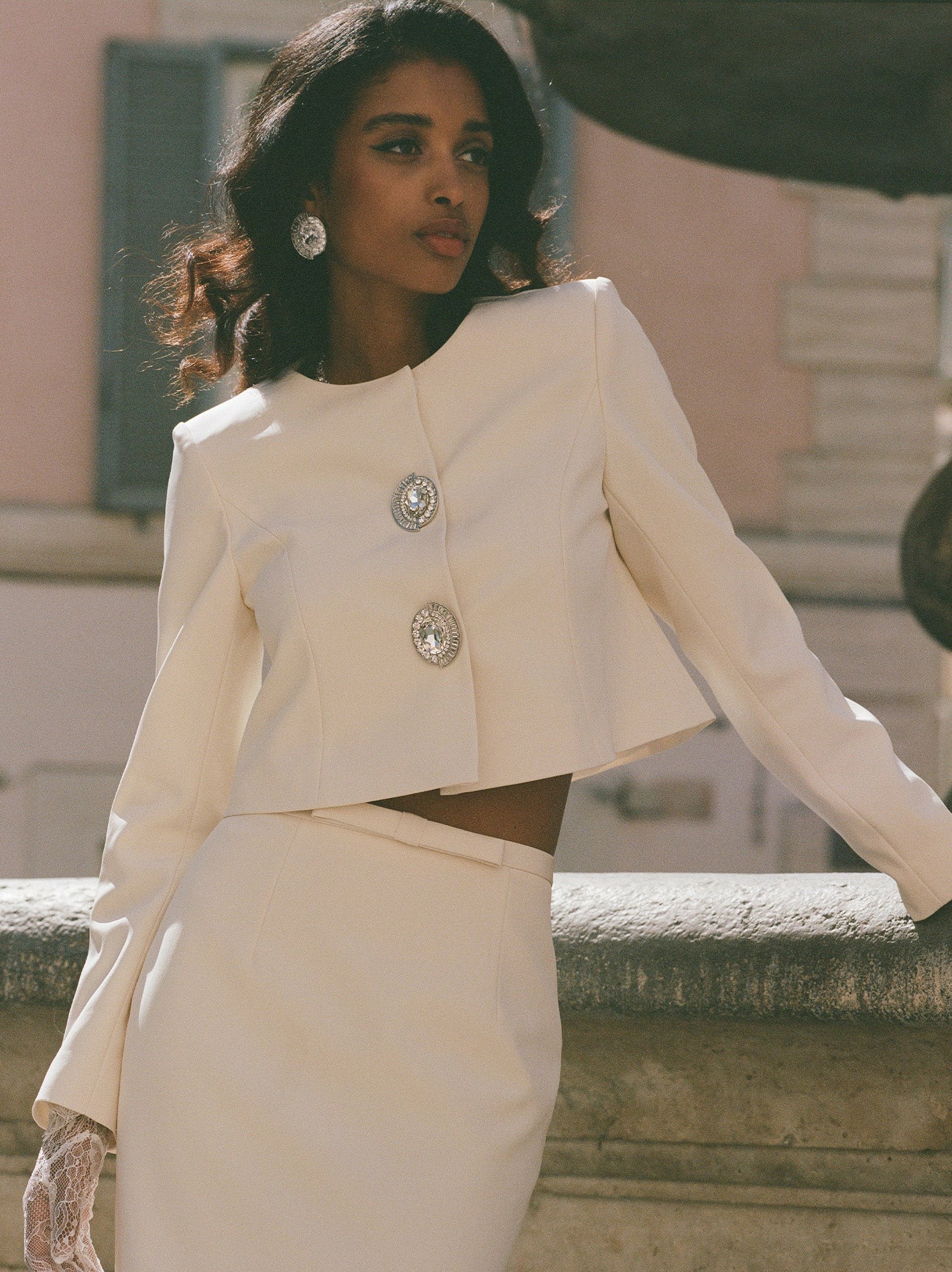 Nana Jacqueline Claira Skirt: Off-White Midi Skirt for Bridal Shower Off-white