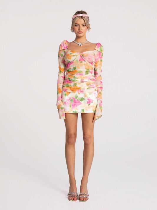 Nana Jacqueline Emilia Satin Skirt: Floral Mini Skirt for Birthday Celebration Floral