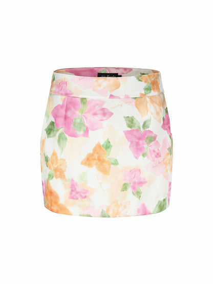 Nana Jacqueline Emilia Satin Skirt: Floral Mini Skirt for Birthday Celebration Floral
