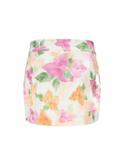 Nana Jacqueline Emilia Satin Skirt: Floral Mini Skirt for Birthday Celebration Floral