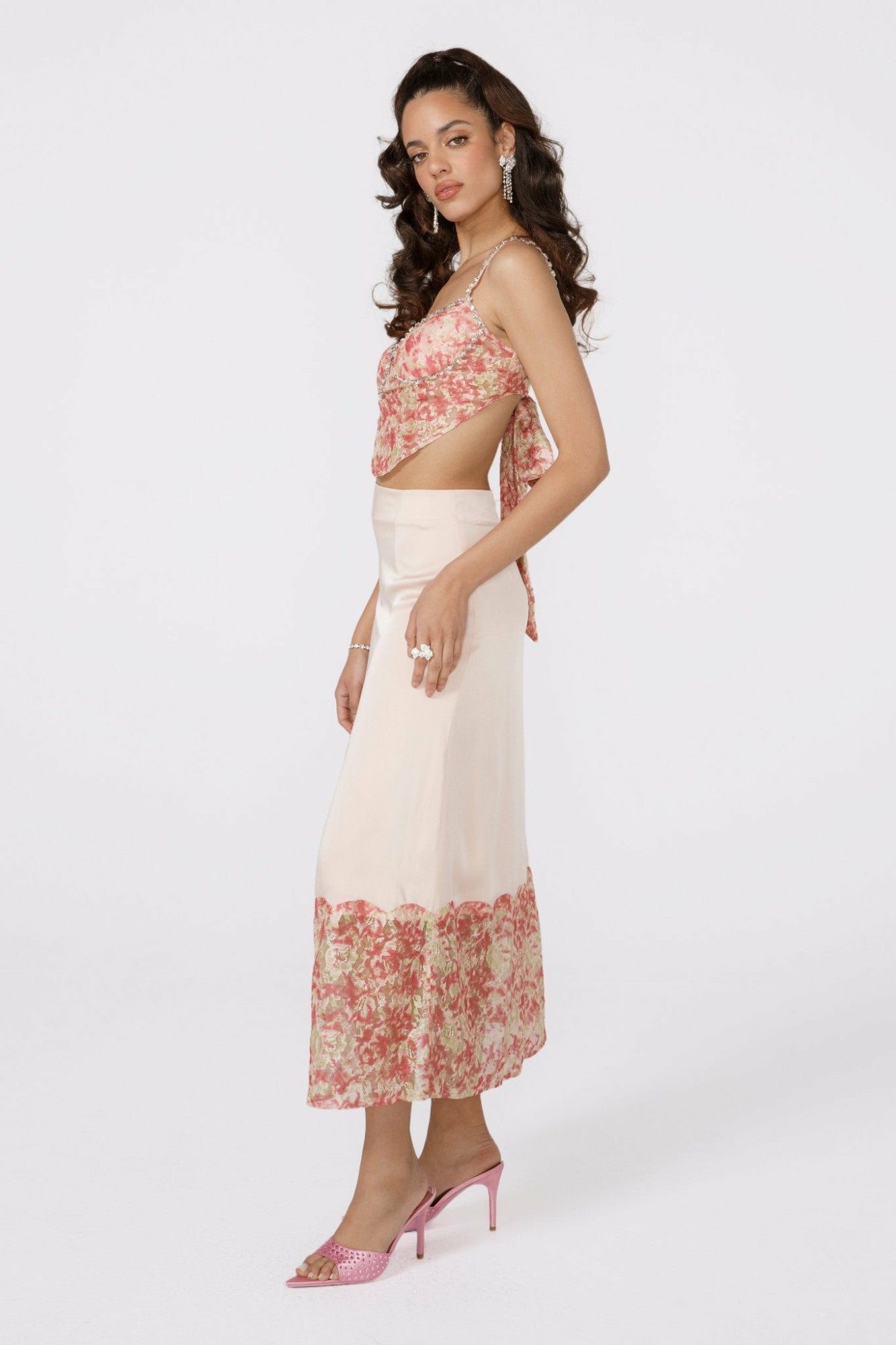Nana Jacqueline Mia Skirt: Pink Midi Skirt for Garden Party Pink