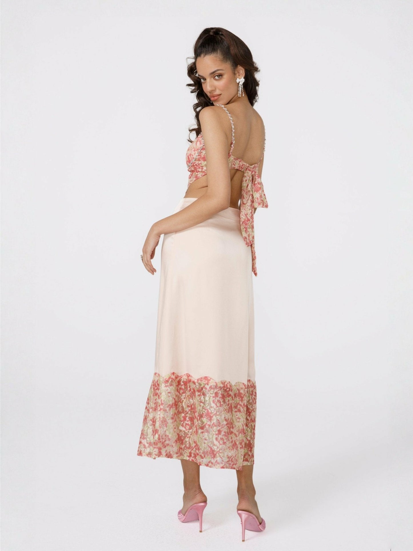 Nana Jacqueline Mia Skirt: Pink Midi Skirt for Garden Party Pink