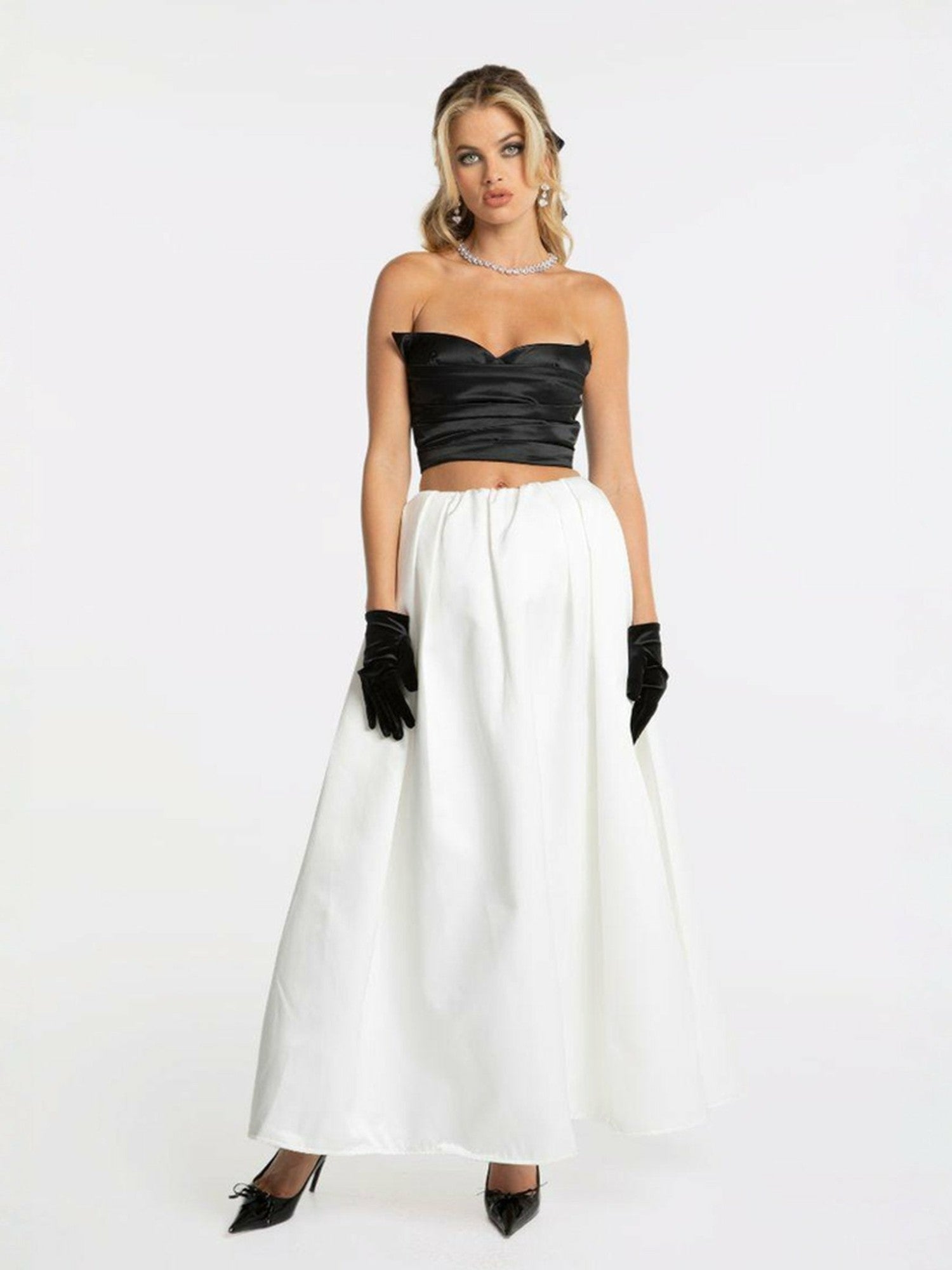 Nana Jacqueline Sadie Skirt: White Midi Skirt for Bridal Shower White