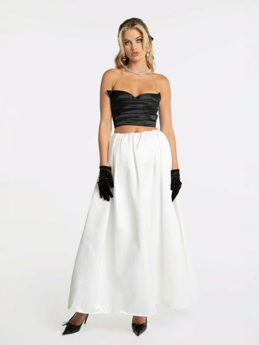 Nana Jacqueline Sadie Skirt: White Midi Skirt for Bridal Shower White