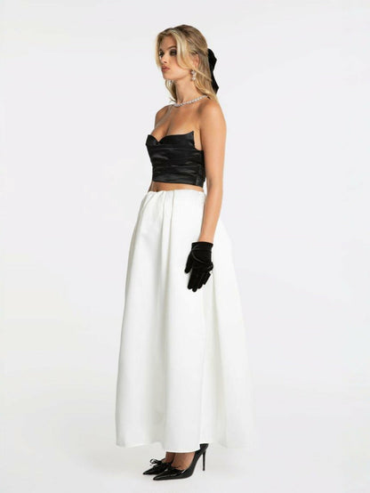 Nana Jacqueline Sadie Skirt: White Midi Skirt for Bridal Shower White