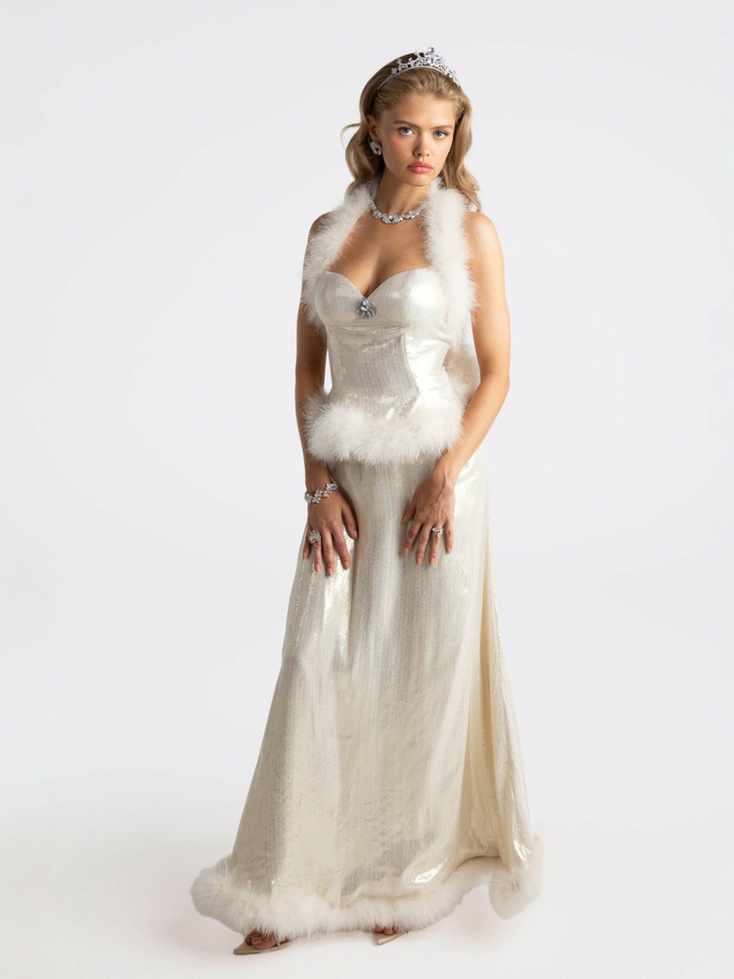 Nana Jacqueline Christina Velvet Skirt: White Skirt for Engagement Party White