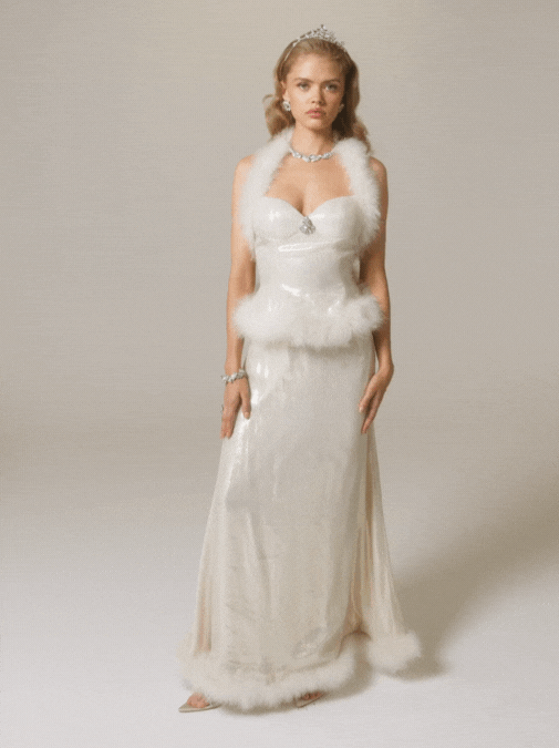 Nana Jacqueline Christina Velvet Skirt: White Skirt for Engagement Party White