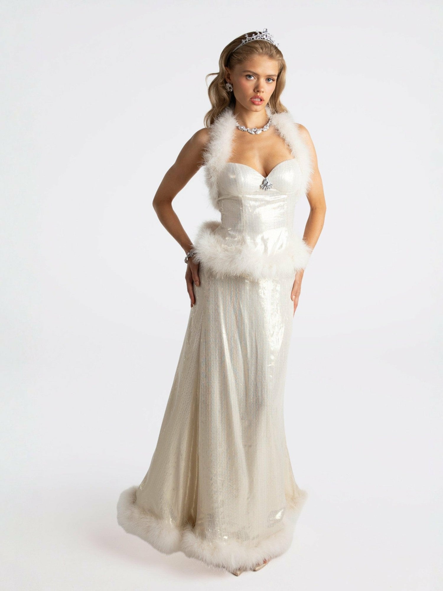 Nana Jacqueline Christina Velvet Skirt: White Skirt for Engagement Party White