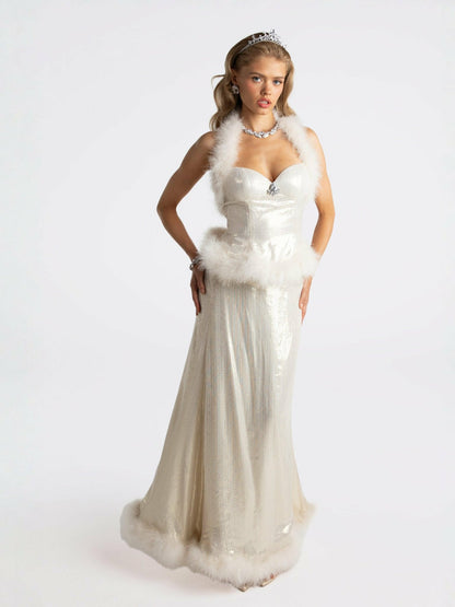 Nana Jacqueline Christina Velvet Skirt: White Skirt for Engagement Party White