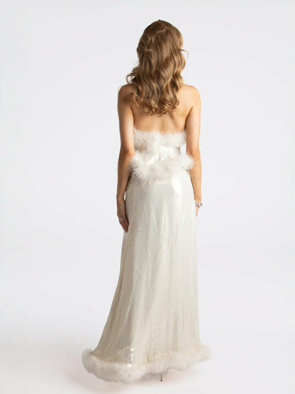 Nana Jacqueline Christina Velvet Skirt: White Skirt for Engagement Party White