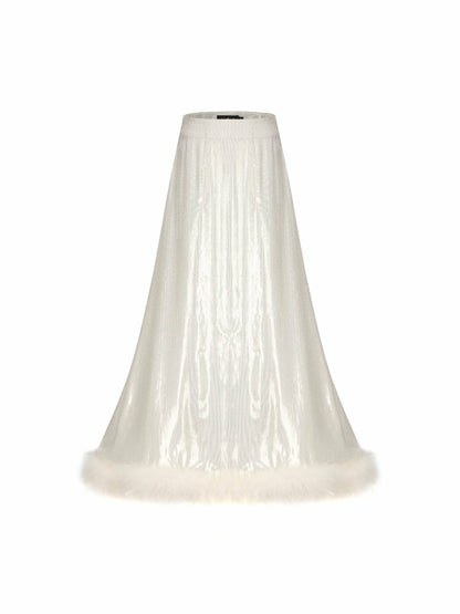 Nana Jacqueline Christina Velvet Skirt: White Skirt for Engagement Party White