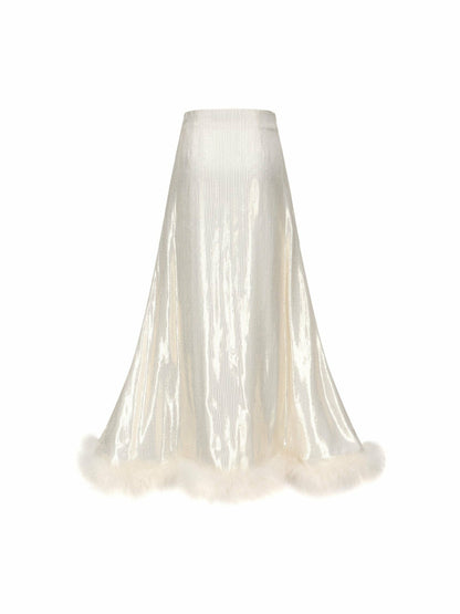 Nana Jacqueline Christina Velvet Skirt: White Skirt for Engagement Party White