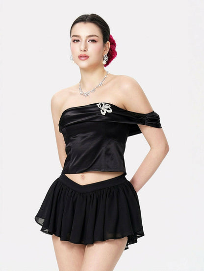 Nana Jacqueline Rosaline Skirt: Black Mini Skirt for Date Night Black