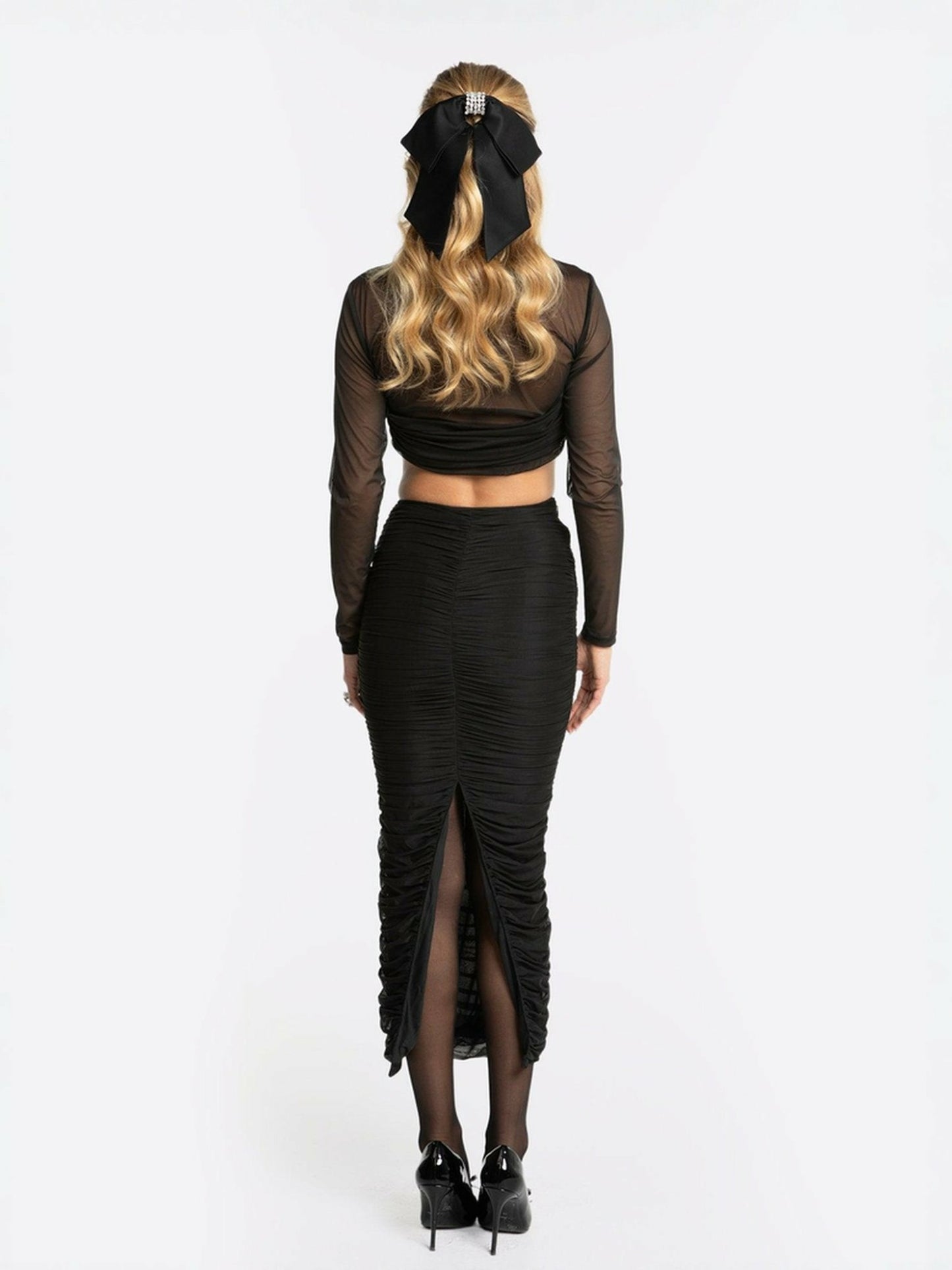 Nana Jacqueline Pia Mesh Skirt: Black Midi Skirt for Date Night Black