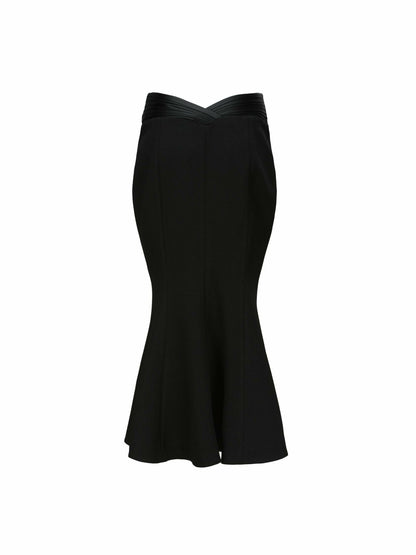 Nana Jacqueline Belle Satin Skirt: Black Midi Skirt for Cocktail Party Black