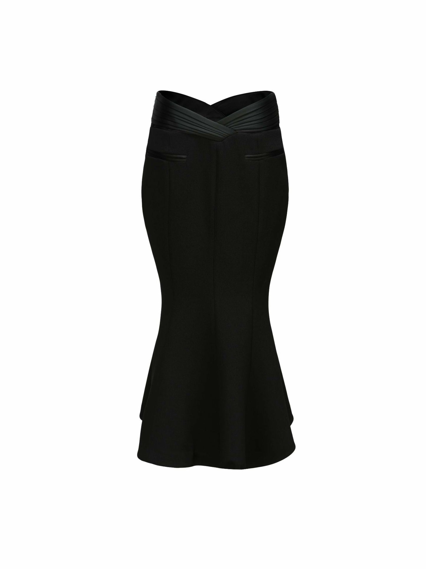 Nana Jacqueline Belle Satin Skirt: Black Midi Skirt for Cocktail Party Black