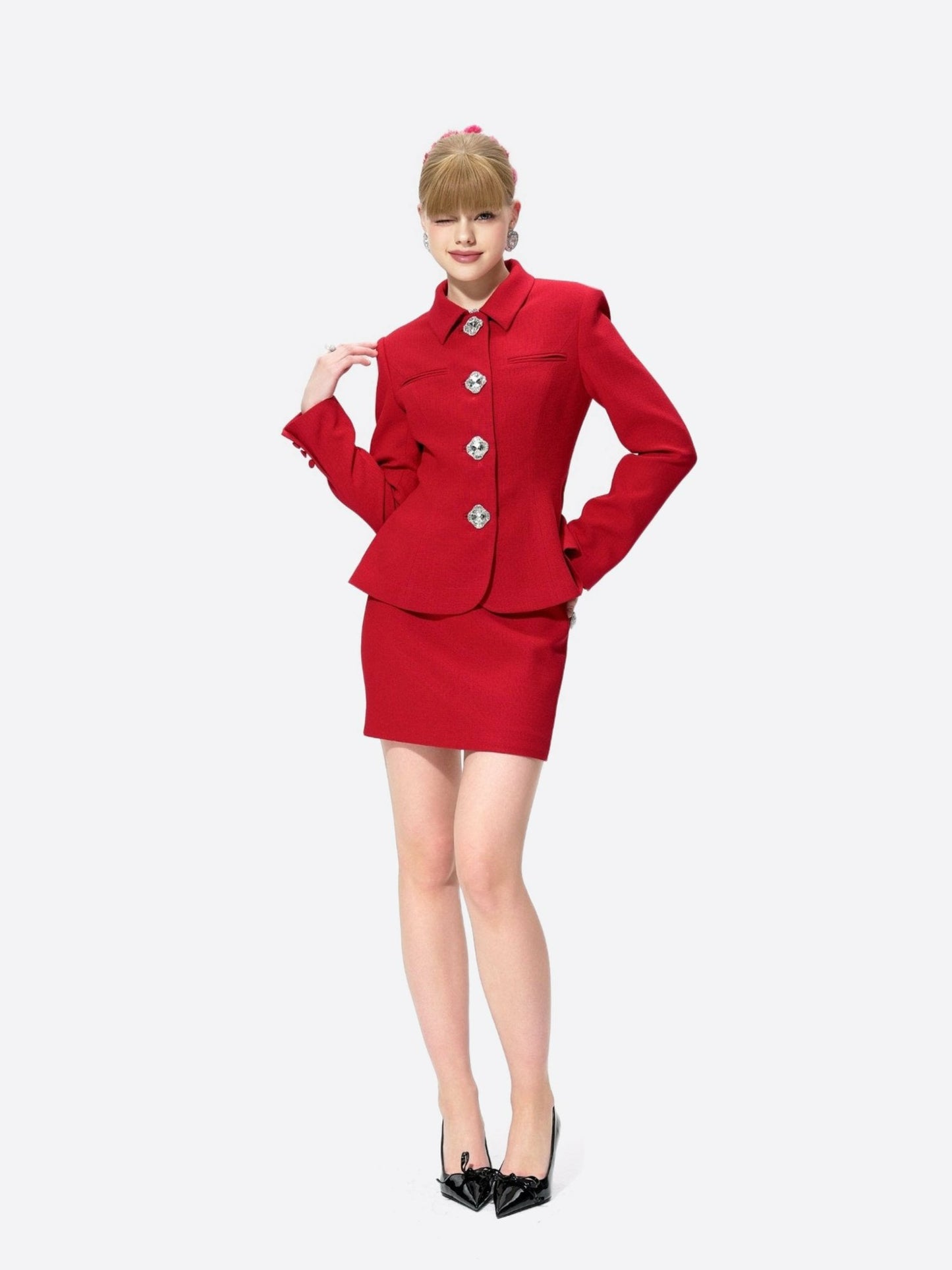 Nana Jacqueline Vanessa Skirt: Red Skirt for Holiday Party Red