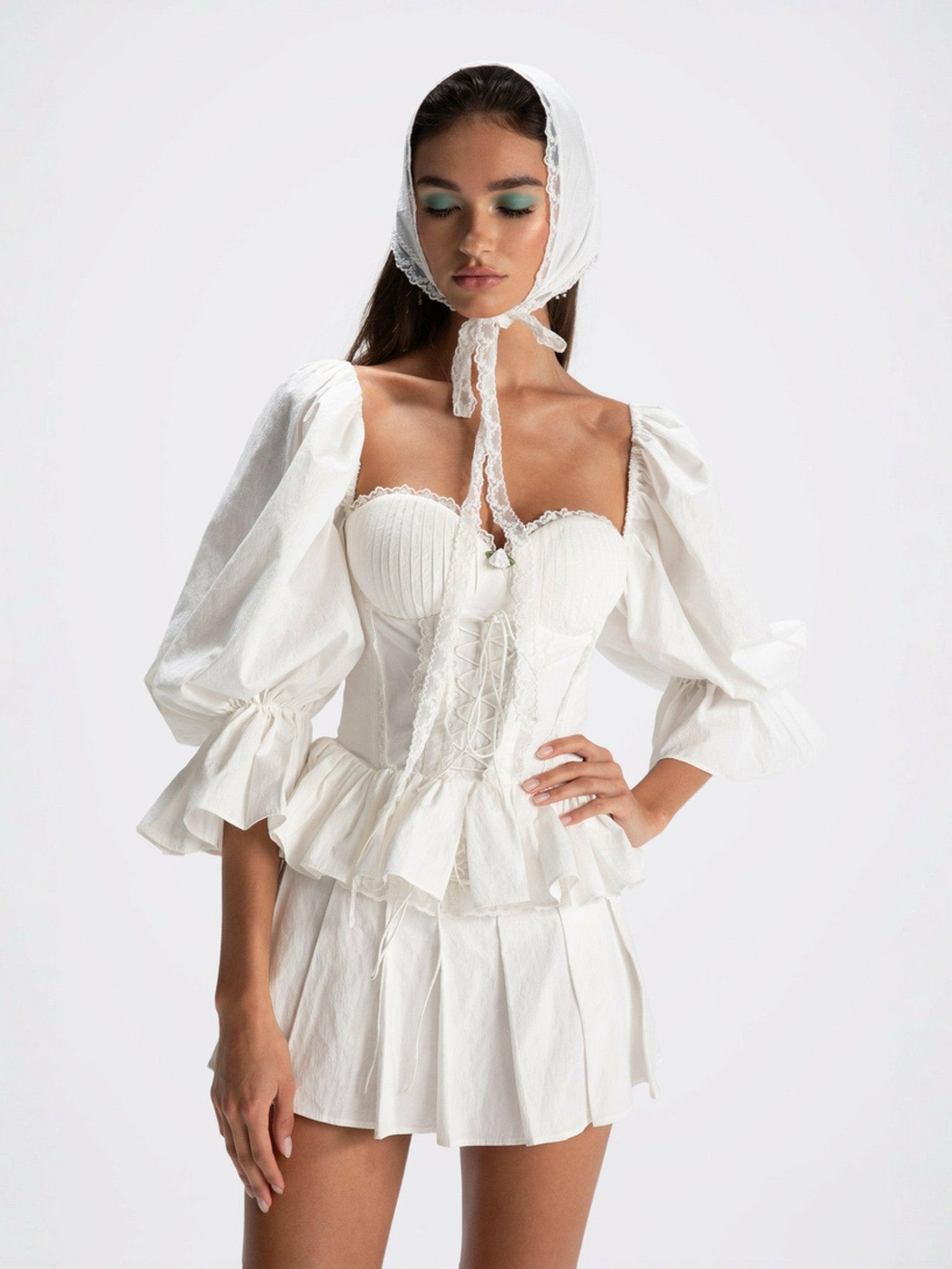 Nana Jacqueline Maddie Lace Skirt: White Mini Skirt for Bridal Shower White