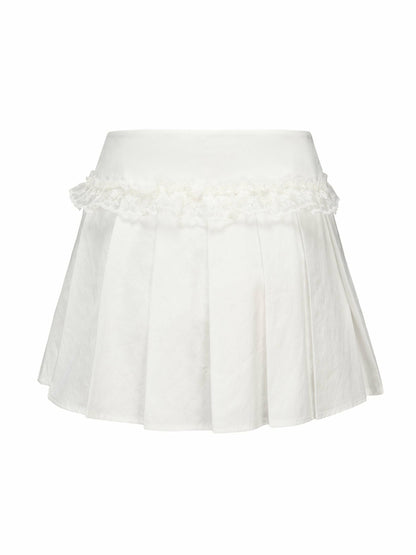 Nana Jacqueline Maddie Lace Skirt: White Mini Skirt for Bridal Shower White