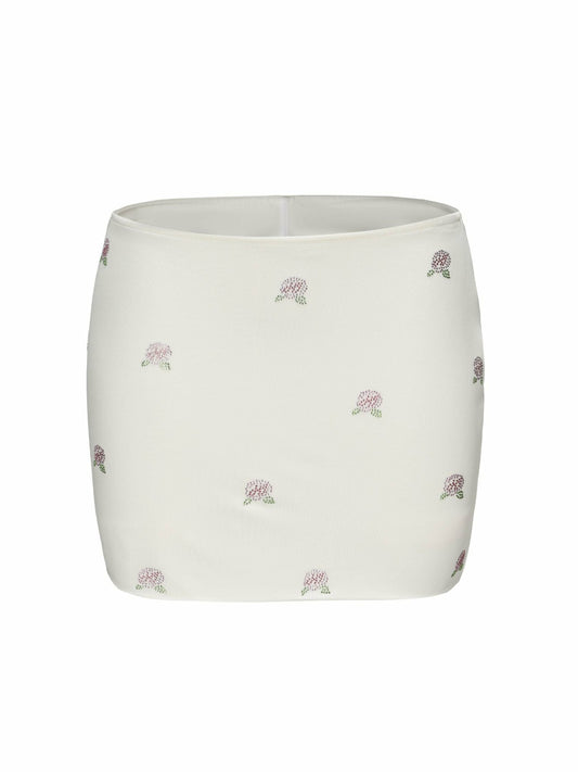 Nana Jacqueline Rosana Embroidered Skirt: White Mini Skirt for Bachelorette White