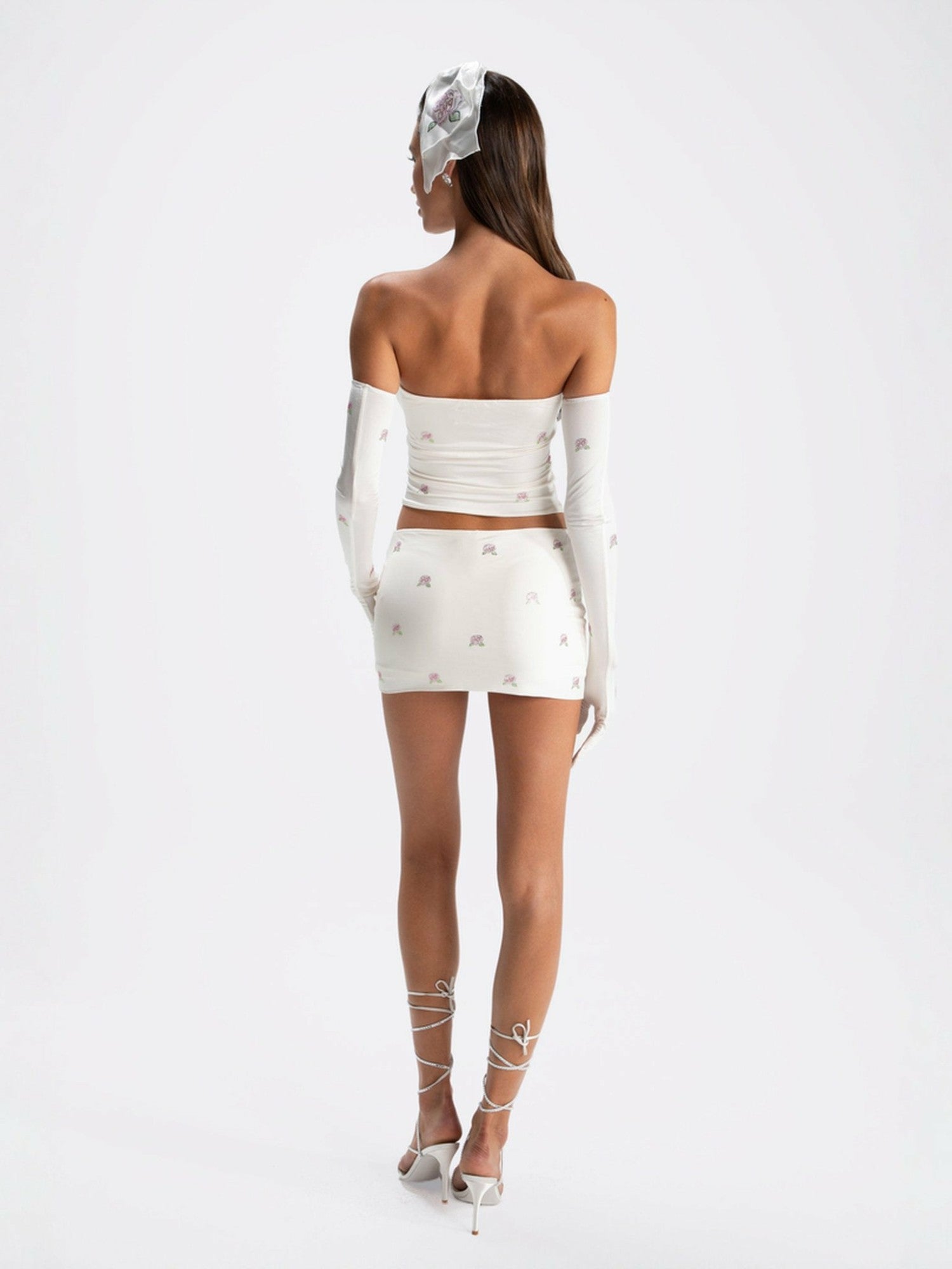 Nana Jacqueline Rosana Embroidered Skirt: White Mini Skirt for Bachelorette White