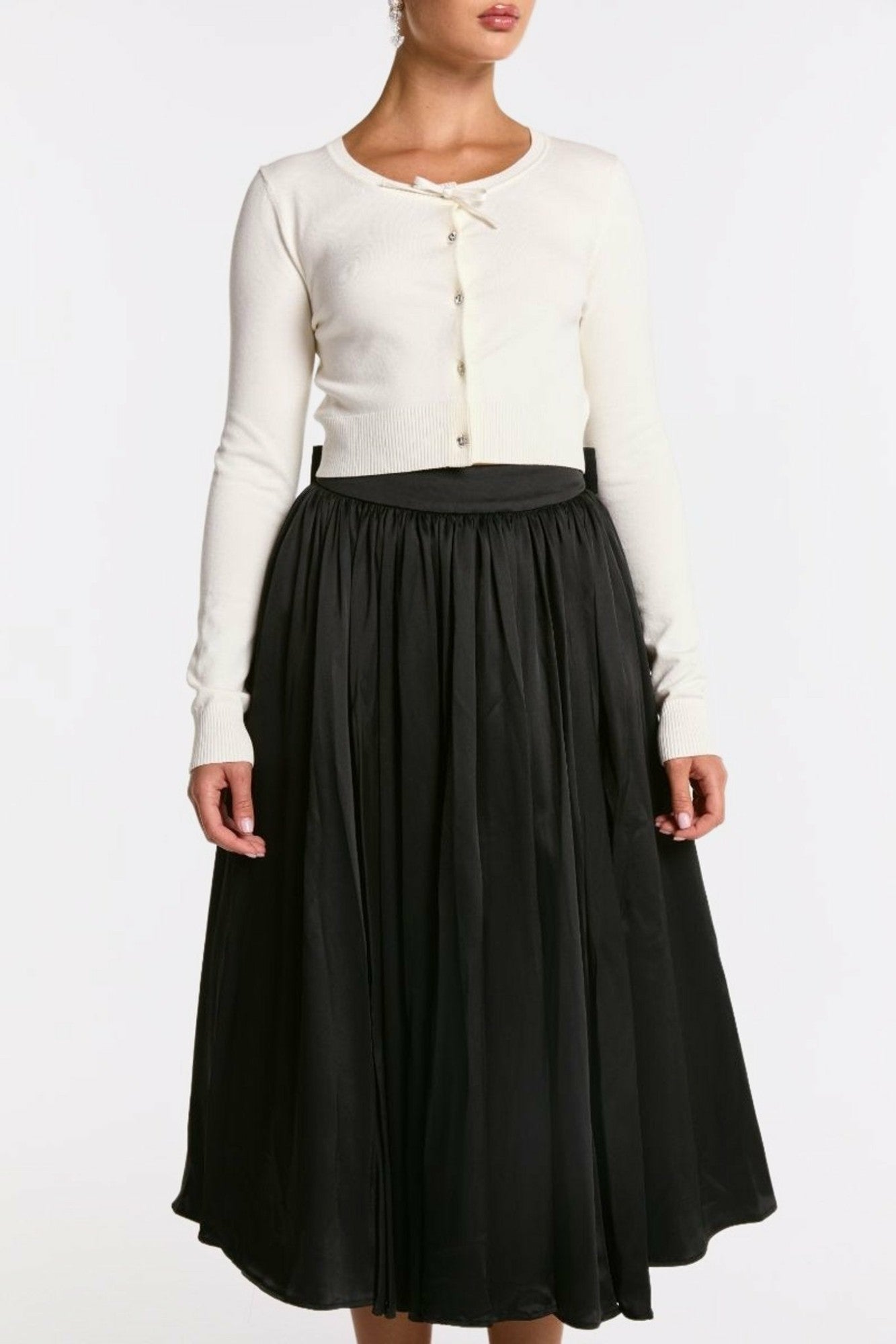 Nana Jacqueline Piper Skirt: Black Midi Skirt for Cocktail Party Black