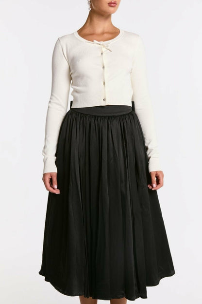 Nana Jacqueline Piper Skirt: Black Midi Skirt for Cocktail Party Black