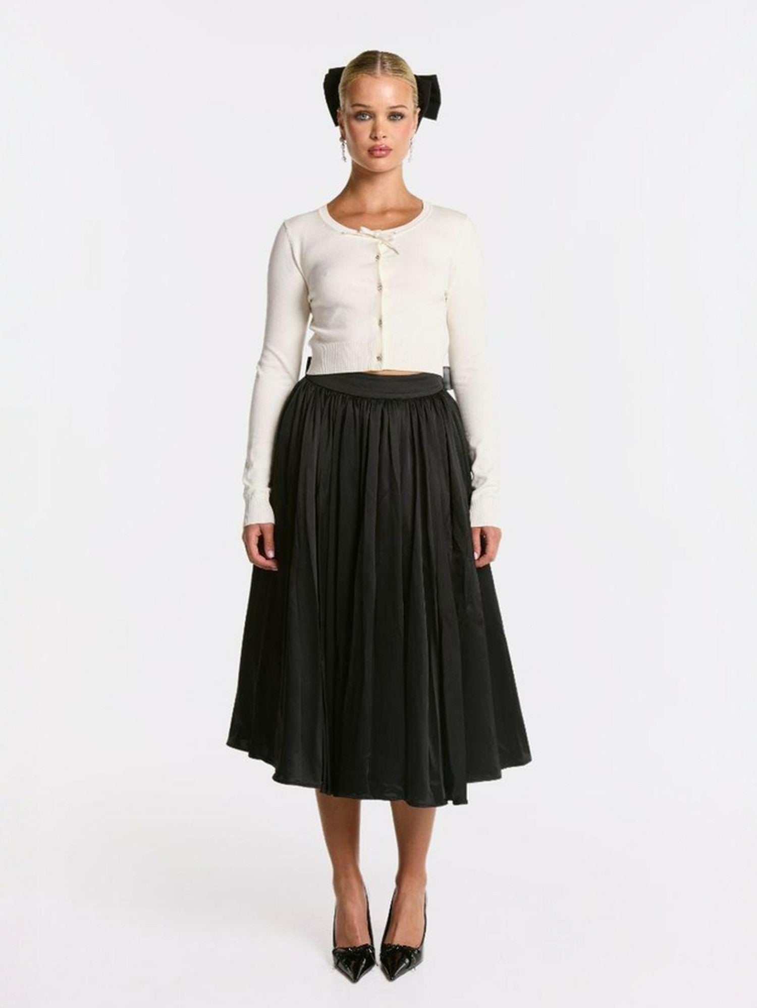 Nana Jacqueline Piper Skirt: Black Midi Skirt for Cocktail Party Black